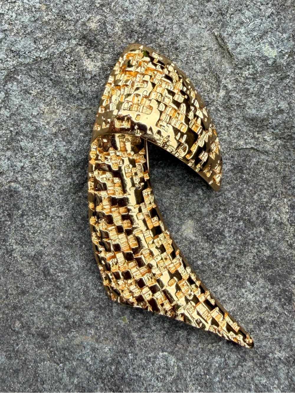 Vintage Monet Gold Textured Statement Brooch